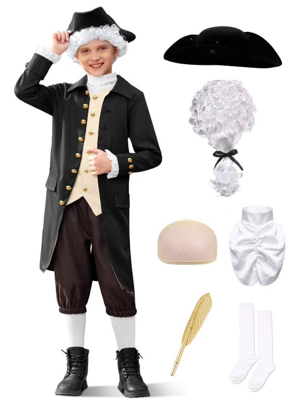 BesserBay Colonial Hamilton Revolutionary War Founding Father Patriot Black "10"